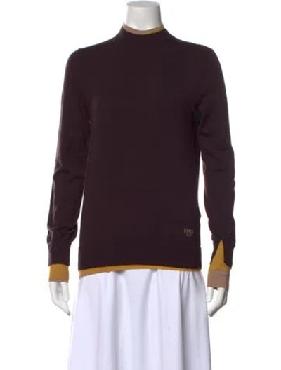Pre-owned Fendi Wool Mock Neck Sweater In Purple