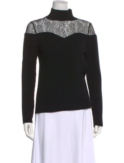 Pre-owned Fendi Wool Mock Neck Top In Black
