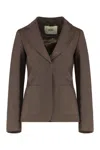 Fendi Mud Wool Blend Blazer In Brown