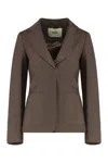 Fendi Mud Wool Blend Blazer In Brown
