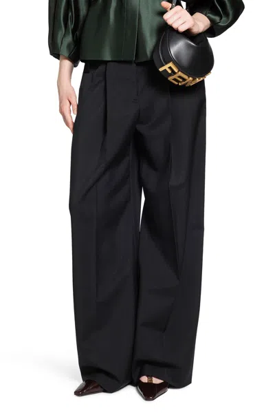 Fendi Wool Mohair Trousers In Black