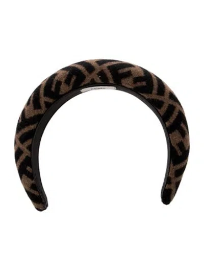 Pre-owned Fendi Wool Monogram Headband In Brown