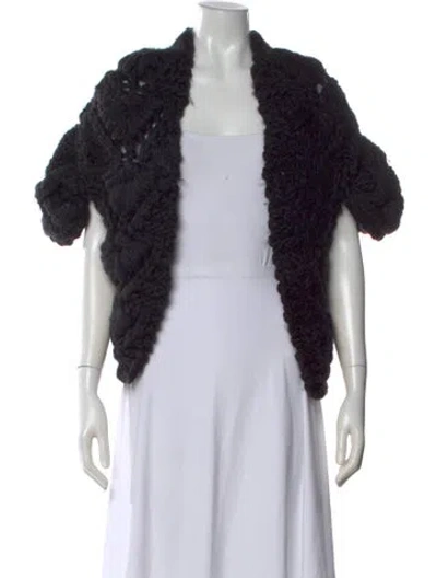 Pre-owned Fendi Wool Open Front Sweater In Black
