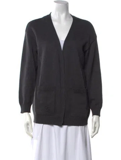 Pre-owned Fendi Wool Open Front Sweater In Grey