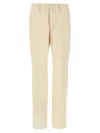 Fendi Wool Trousers With Back Pockets And Belt Loops In Yellow
