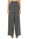 Fendi Embroidered Wool Pant In Grey
