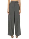 Fendi Embroidered Wool Pant In Grey