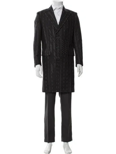 Pre-owned Fendi Wool Patterned Blazer In Black