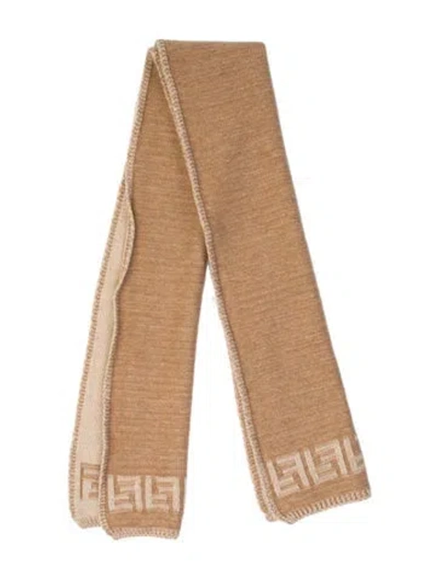 Pre-owned Fendi Wool Patterned Scarf In Neutral