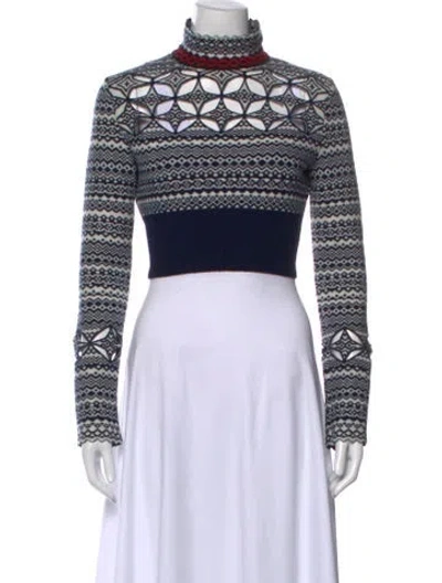 Pre-owned Fendi Wool Patterned Sweater In Blue