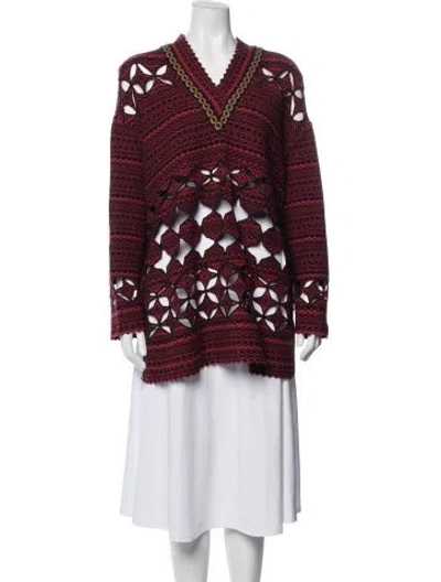 Pre-owned Fendi Wool Patterned Sweater In Red