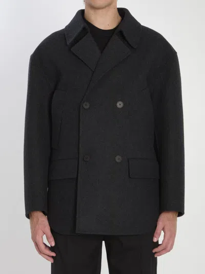 Fendi Wool Peacoat In Black