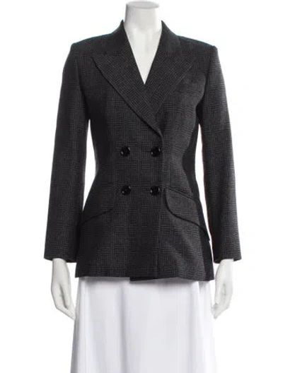 Pre-owned Fendi Wool Plaid Print Blazer In Black