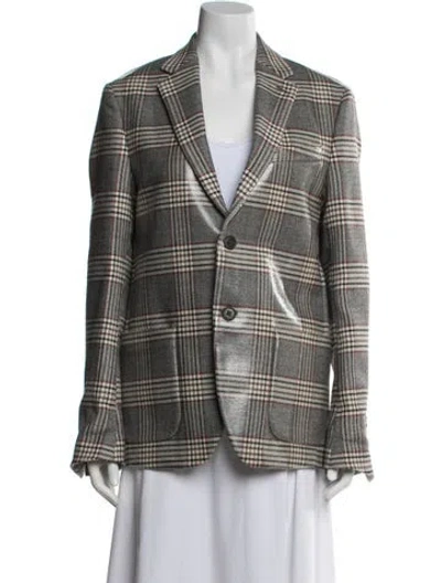 Pre-owned Fendi Wool Plaid Print Blazer In Multi