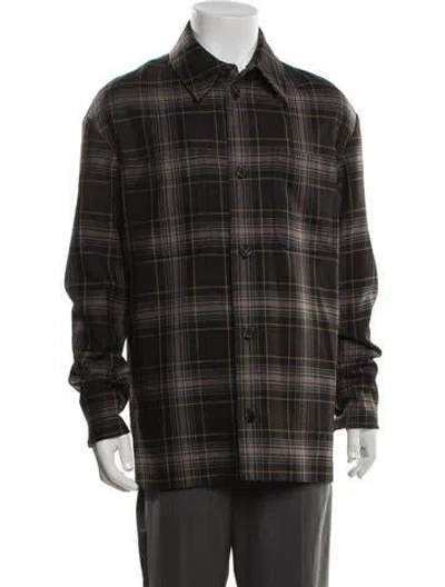 Pre-owned Fendi Wool Plaid Print Jacket In Black