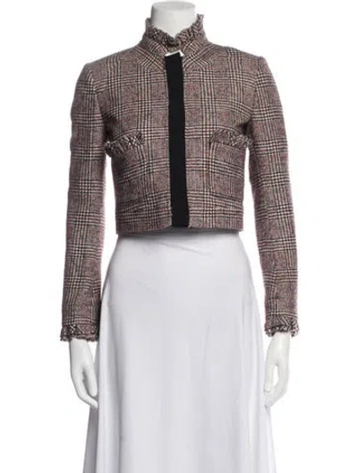 Pre-owned Fendi Wool Plaid Print Jacket In Green