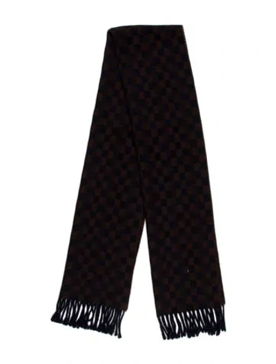 Pre-owned Fendi Wool Plaid Print Scarf In Brown