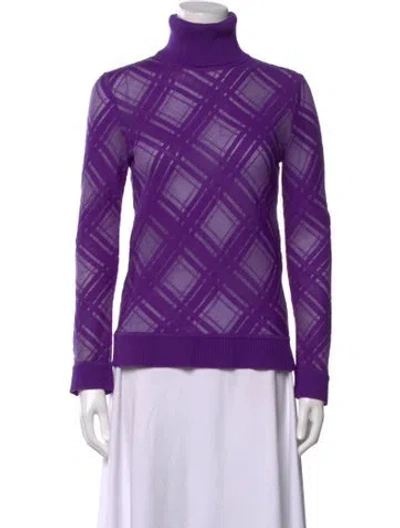 Pre-owned Fendi Wool Plaid Print Top In Purple