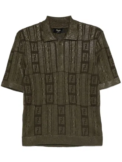 Fendi Wool Polo Shirt In Green