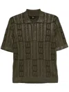 Fendi Ff Wool Blend Lurex Polo In Green