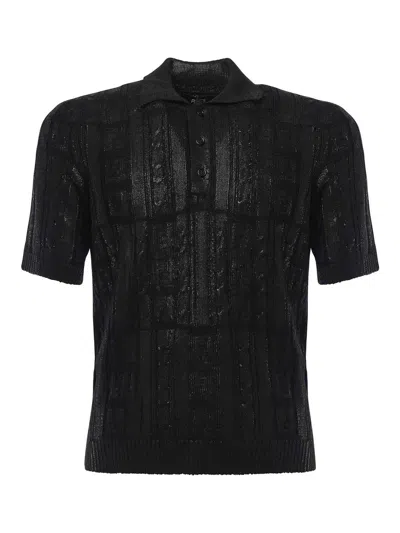 Fendi Wool Polo Shirt In Negro