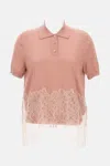 Fendi Lace-insert Polo Top In Pink