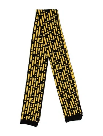 Pre-owned Fendi Wool Printed Scarf In Black
