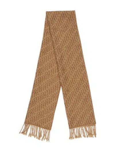 Pre-owned Fendi Wool Printed Scarf In Neutral