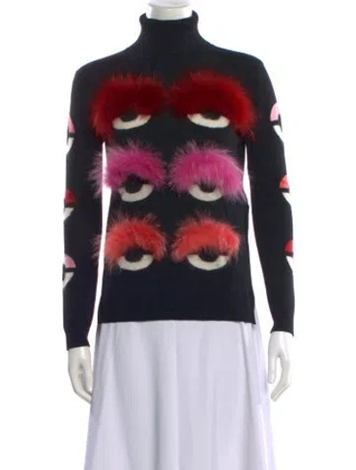 Pre-owned Fendi Wool Printed Sweater In Black