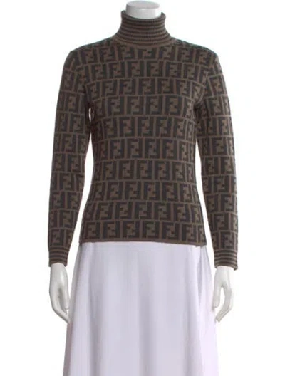 Pre-owned Fendi Wool Printed Sweater In Neutral