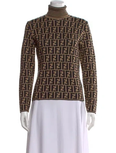 Pre-owned Fendi Wool Printed Sweater In Neutral