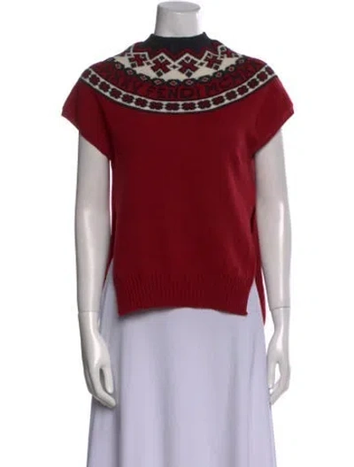 Pre-owned Fendi Wool Printed Sweater In Red