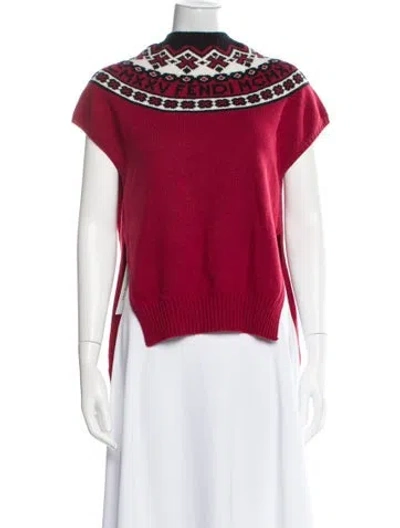 Pre-owned Fendi Wool Printed Sweater In Red