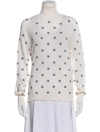 Pre-owned Fendi Wool Printed Sweater In White