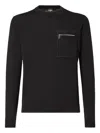 Fendi Knit Sweater With Ribbed Cuffs And Pocket In Black