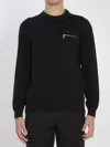Fendi Regular Fit Wool Blend Pullover With Pockets In Black