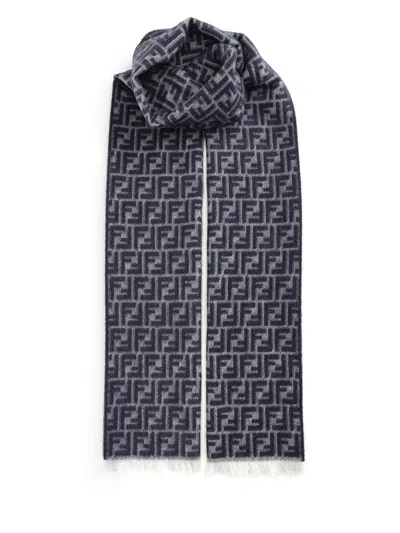 Fendi Wool Scarf Scarves And Foulards Grey In Green