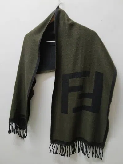 Pre-owned Fendi Wool Scarft In Green/grey