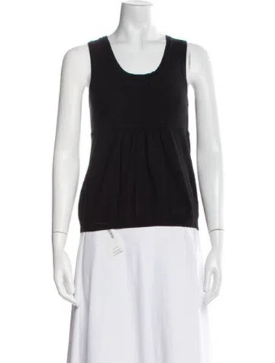 Pre-owned Fendi Wool Scoop Neck Top In Black