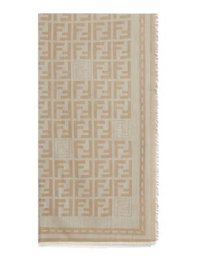 Fendi Wool Shawl In Brown