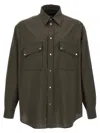 Fendi Wool Shirt With Back Yoke And Chest Pockets In Green
