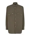 Fendi Wool Shirt With Back Yoke And Chest Pockets In Green
