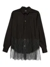 Fendi Wool Shirt With Lace Hem And Long Sleeves In Brown