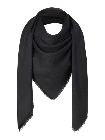 Fendi Wool, Silk And Cashmere Shawl In Black