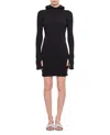 Fendi Women Wool Silk Ribs Mini Dress In Black