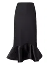 Fendi Women High-waisted Midi Skirt In Grain De Poudre Wool In Black