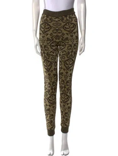 Pre-owned Fendi Wool Skinny Leg Pants In Gold