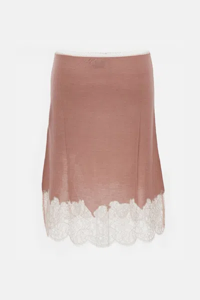 Fendi Lace-trimmed Wool Skirt In Multi