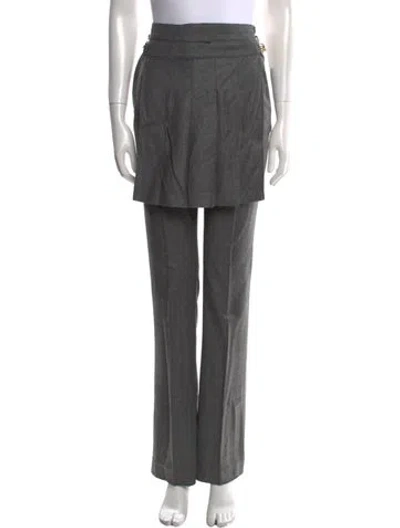 Pre-owned Fendi Wool Straight Leg Pants In Gray