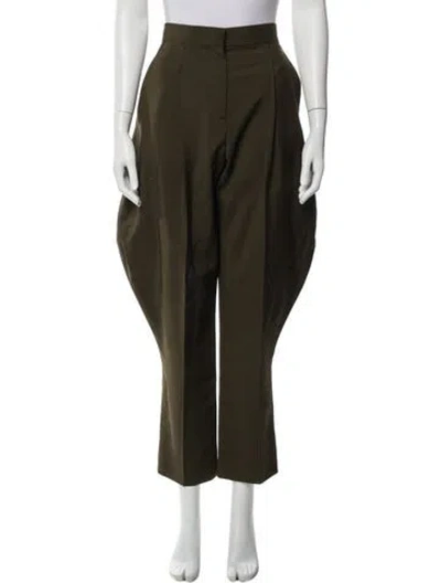 Pre-owned Fendi Wool Straight Leg Pants In Green